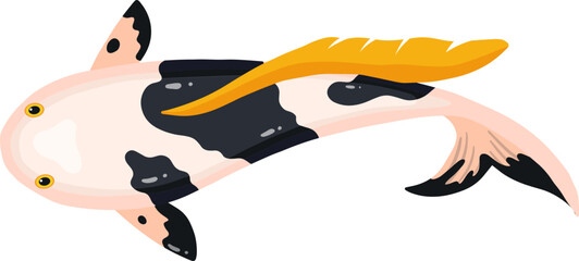 Surreal koi fish vector illustration carrying baguette food