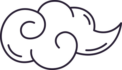 Asian style cloud line art drawing icon