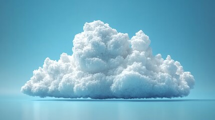 Fluffy cumulus cloud floating above reflective surface in clear blue sky showcasing atmospheric texture and dreamlike serenity in minimalist nature