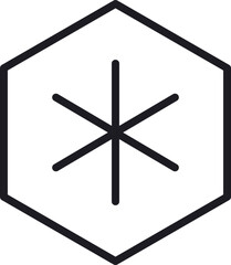 Hexagon shape icon with abstract asterisk symbol