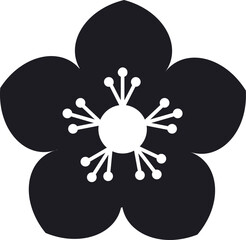 Japanese plum blossom silhouette icon representing spring nature