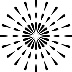 Obraz premium Black radial burst graphic spreading outwards