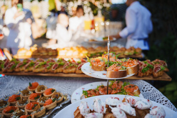 Delicious appetizers displayed at a lively outdoor event celebration