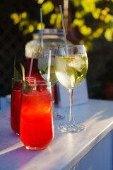Refreshing cocktails in a sunny outdoor setting during evening gathering