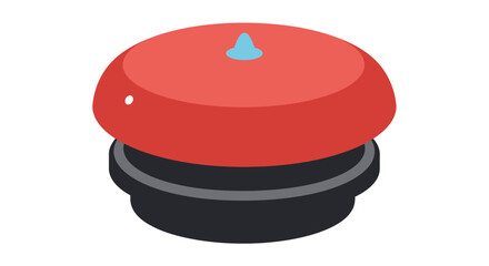 A vibrant red alarm button with a small blue activation point