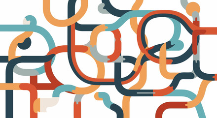 Naklejka premium Abstract colorful lines and shapes creating a complex network of pathways and connections.