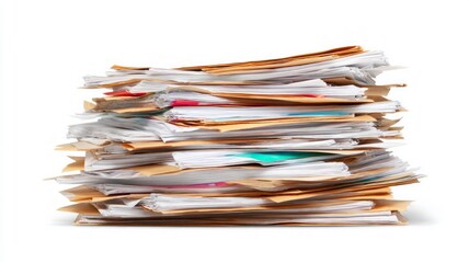 Obraz premium Stack of colorful documents on white background. Artificial intelligence image