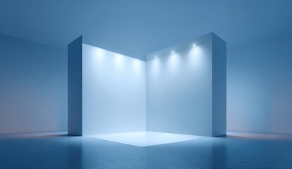 Fototapeta premium Empty Modern Stage with Bright Overhead Spotlights and Minimalist Design