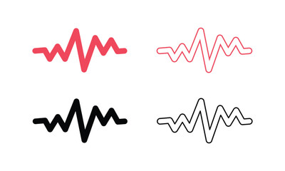 Abstract Audio Wave and Sound Frequency Icons fill and stock outline for Design Projects