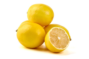 Pile of Lemons, Citrus limon, isolated on white background