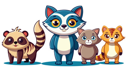 animal, fox, cartoon, skunk, vector, dog, illustration, cat, love, set, baby, teddy bear, toy, fun, art, cute, pet, brown, pink, orange, blue, heart, funny, character, adorable, kid, valentine, animal