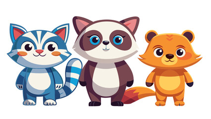 Obraz premium animal, fox, cartoon, skunk, vector, dog, illustration, cat, love, set, baby, teddy bear, toy, fun, art, cute, pet, brown, pink, orange, blue, heart, funny, character, adorable, kid, valentine, animal