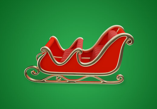 3D Christmas Santa Sleigh Mockup