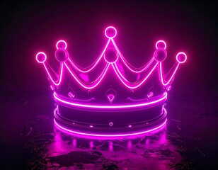 Neon pink crown on dark reflective surface