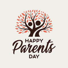 Happy Parents Day Greeting Card with Symbolic Family Tree vector Illustration art