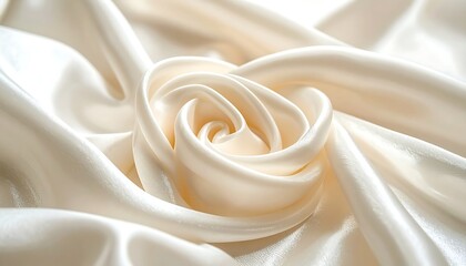 Cream silk fabric draped in a rose shape