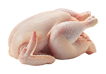 Whole raw chicken isolated on transparent background