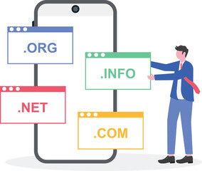 Online business , drop servicing, domain flipping concept with tiny people.
