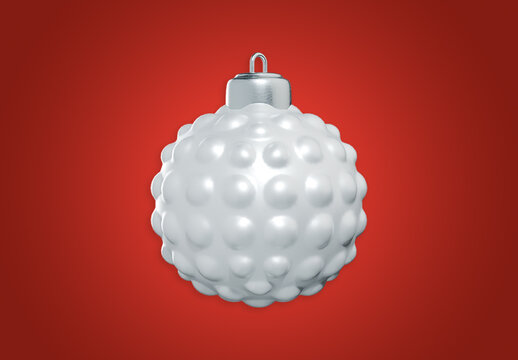 3D White Christmas Bauble Mockup