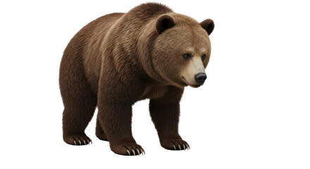 Isolated majestic brown bear staring down while on the prowl waiting to ambush prey nearby