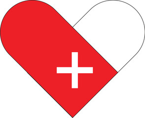 Obraz premium Red Heart with Medical Cross IconA red and white heart icon with a medical cross symbol, representing health care, love, and medical assistance.