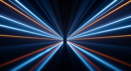 Abstract Hyper Speed Light Trails Moving Towards Viewer