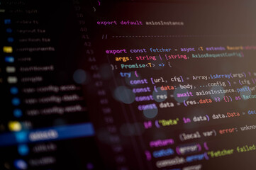 TypeScript code editor showing async data fetching with Axios, ideal for illustrating API integration, web development, and modern backend-to-frontend communication logic.
