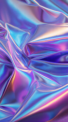Obraz premium Close-up of iridescent fabric with folds in vibrant purple, pink, and blue tones. 