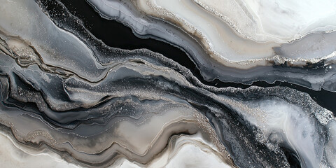 Obraz premium Gray agate marble pattern with flowing veins and texture