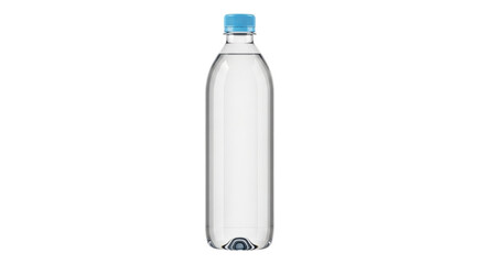 Isolated bottle of fresh drinking water with blue cap, refreshment, healthy drink, plastic