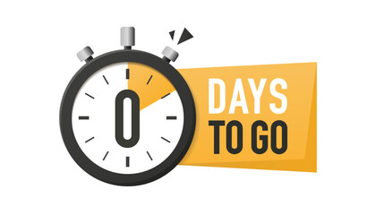 0 day to go icon in flat style. Offer countdown date number on isolated background. Countdown timer. Clock icon. Zero Day Left Icon. Vector illustration