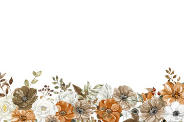 Watercolor flowers background vector for design.