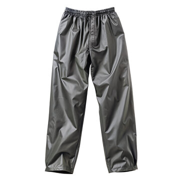 Gray waterproof rain pants isolated on transparent background