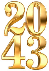 Shimmering Golden 3D Numbers 2043 Symbolizing Future Prosperity, Success, and Celebratory Milestones for New Beginnings.