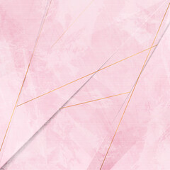 Light pink grunge geometric background with golden lines. Vector retro design