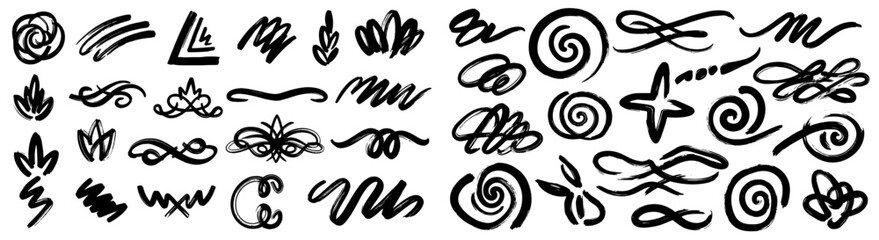 Obraz premium Hand-Drawn Abstract Shapes and Doodles: A vibrant vector collection of playful elements, abstract shapes, and festive designs for modern art projects, web design, and eye-catching visuals. Perfect for