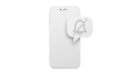 Isolated modern smart phone with mute notification sign communication tool icon symbol