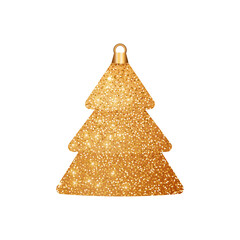 Christmas tree toy with glitter isolated on white background. Luxury realistic Christmas tree toy with light effect and sparkle. Vector illustration