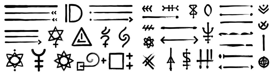 Minimalist Hand-Drawn Frames: A set of doodle text dividers, boxes, speech bubbles, banners, borders, elements for decoration in a modern style, sketch graphics for web and graphic design