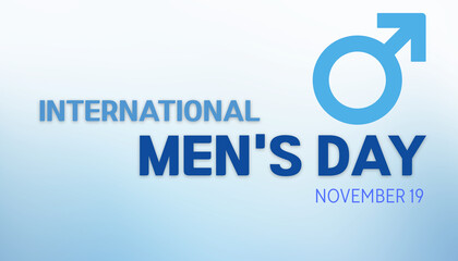 Minimal design for International Men’s Day, November 19, featuring a clear and elegant male symbol on a transparent background, modern and clean style suitable for awareness and digital posters.