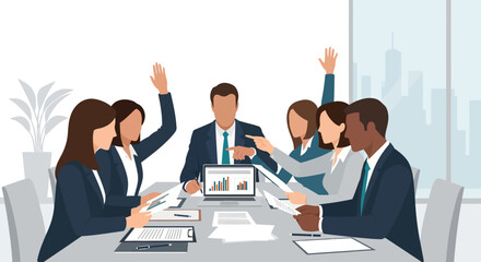 Diverse Business Team Collaborating in a Modern Office Meeting.