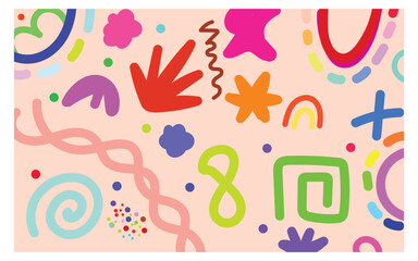 Abstract Color Forms, Creative Modern Pattern, Bright Digital Art