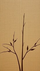 Minimalist Botanical Illustration Textured Beige Background