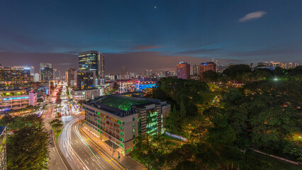 Old Hill Street Police Station historic building in Singapore day to night timelapse.