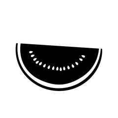 Obraz premium Minimalist Black and White Watermelon Slice Icon with Seeds.