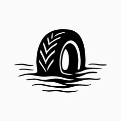 Naklejka premium Car tire in deep water
