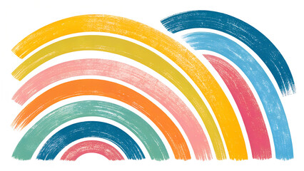 Collection colorful bold curved lines with loops isolated on white. Hand drawn bold grunge wavy and swirled brush strokes. Simple childish vector scribbles and squiggles. Creative trendy style design.