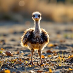 Curious Young Ostrich Natural Outdoor Setting