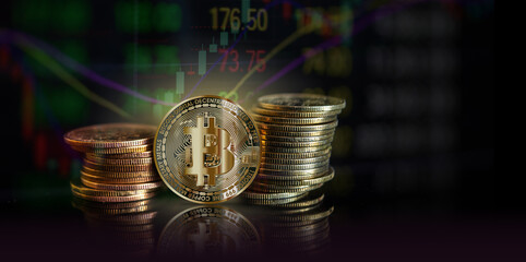 Emerging trends in cryptocurrency and blockchain technology highlighted by golden coins and market data