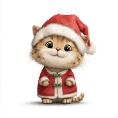 Santa's Little Helper Kitten on white background